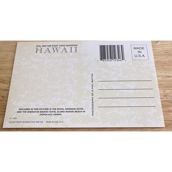 Vintage Waikiki Postcard Phil Mattes / Aerial View Royal Hawaiian Hotel Sku 0200 - Picture 3 of 4